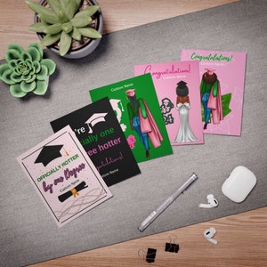 Benutzerdefinierte Rosa und Grün Multi-Design-Grußkarten, einzigartiges Geschenk für sie, schöne Grußkarte