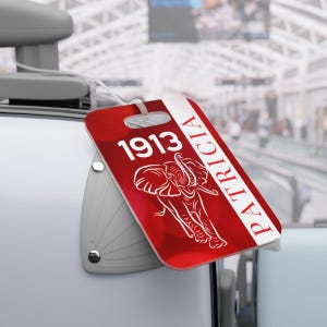 Custom Red and White  Luggage Tag, Crimson and Cream, Delta Sorority Gift, Travel Gift for Her, Delta Address Tag, D9 Greek Probate Gift
