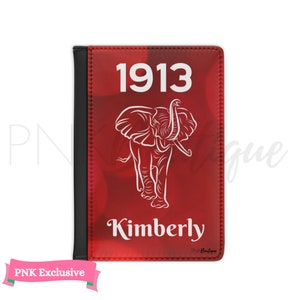 Custom Trunks Up 1913 Passport Cover, DST Paraphernalia, Unique Travel Gift for Her, Crimson and Cream , Sorority Merch Travel Accessories