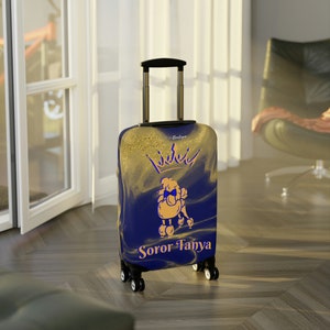 Personalized Blue and Gold Luggage Cover, D9 Paraphernalia, HBCU Sorority Gift, Travel Accessories Luggage Protector, Travel Gift for her