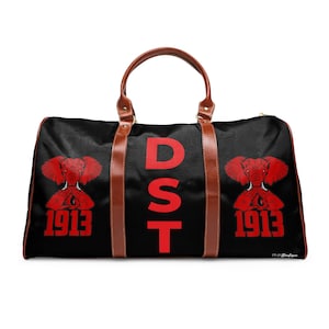 Delta Sigma Monogram Waterproof Travel Bag, DST Paraphernalia 1913 Unique Travel Bag, Monogram Sister Gift, D9 Probate Gift, Sorority Merch