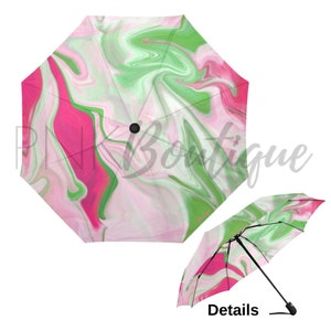 Pink and Green Auto-Foldable Umbrella, Sorority Paraphernalia, Sorority Gifts, Foldable Umbrella, Sisterhood, Sorority Merch, Crossing Gift