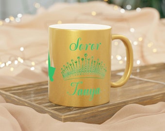 Custom Golden Metallic Mug, Sorority Paraphernalia, Sorority Gifts, Golden mug, 50th anniversary mug, Sisterhood, Sorority Merch