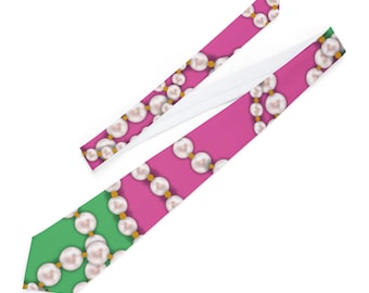 Pink and Green Pearl Sorority Inspired Necktie | Probate New Member Bulk Group Order