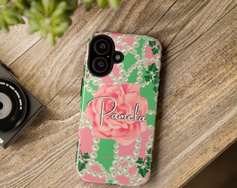 Custom Pink and Green Phone Case: Sorority Sister Gift