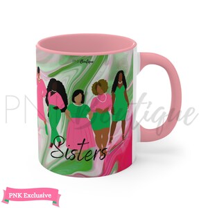 Pink and Green Coffee Mug, Sorority Gifts, Sorority Paraphernalia, Black women gifts,  Coffee Lovers Gift, Sisterhood, Sorority merch