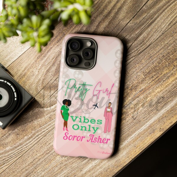 Rosa und Grün Handyhüllen, AKA Paraphernalia, Alpha Kappa Alpha, Sorority Geschenk, iPhone Hülle, Samsung Galaxy Hülle, Google Pixel Hülle, Aka Geschenke