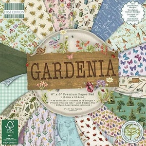GARDENIA 6" x 6" Primera Edición Dovecraft Trimcraft Paper Pad Scrapbooking Papers