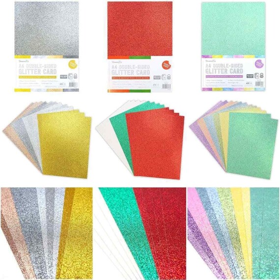 Dovecraft Double Sided A4 Glitter Card 12pk - Pastel Rainbow Dovecraft Double Sided A4 Glitter Card 12pk - Pastel Rainbow