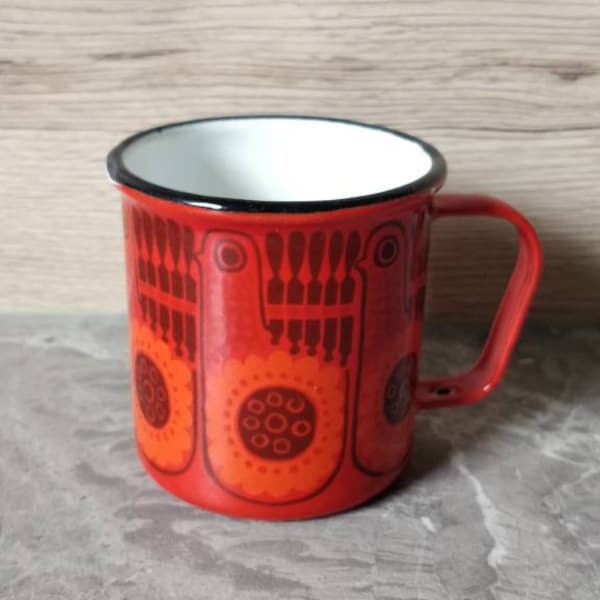 Finel Arabia Bird Lintu enamel mug, red