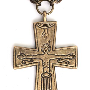 Vintage Finnish Kalevala Koru Bronze Cross Necklace 1346