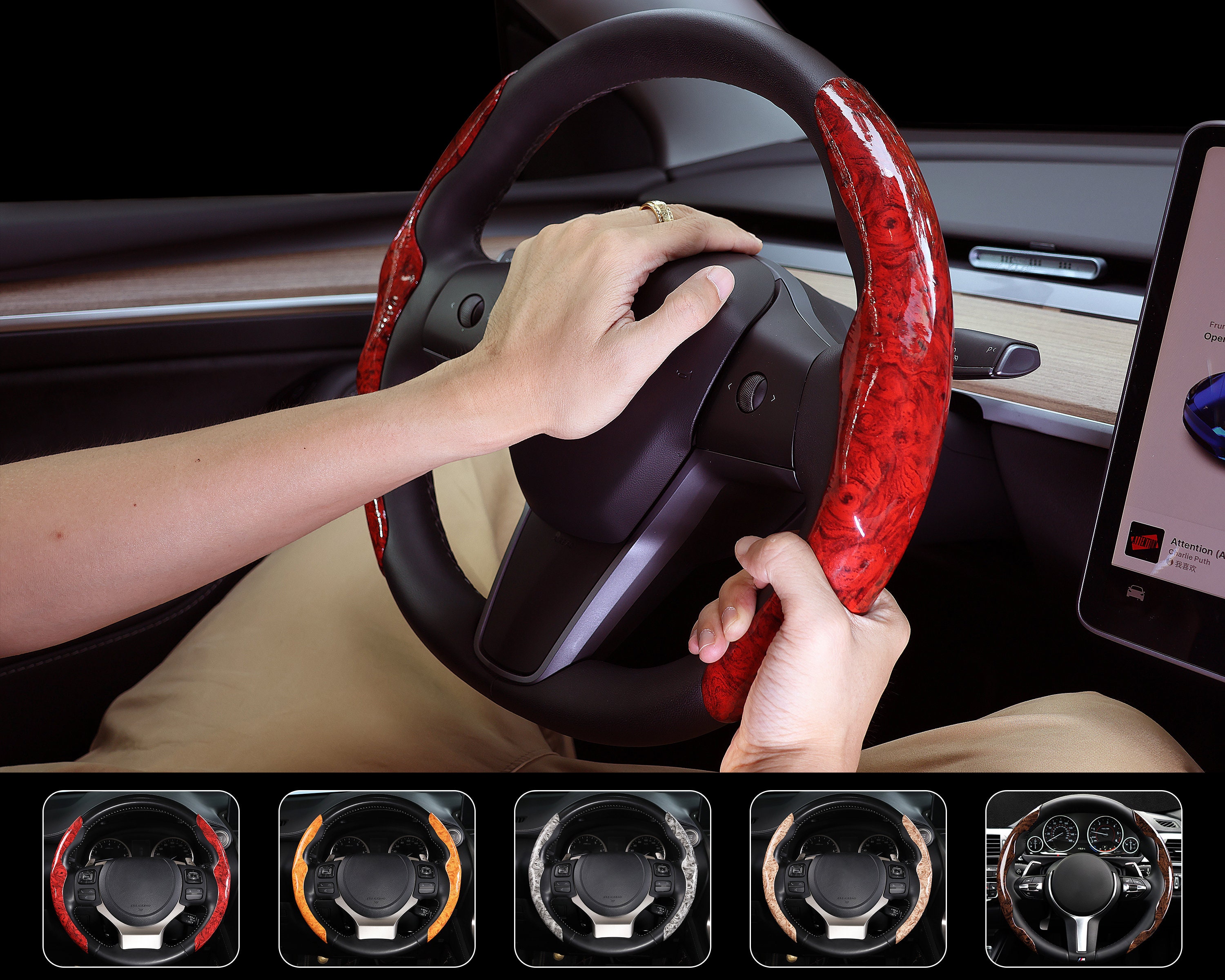 Leather Steering Wheel Cover For Women Cute Car - Temu