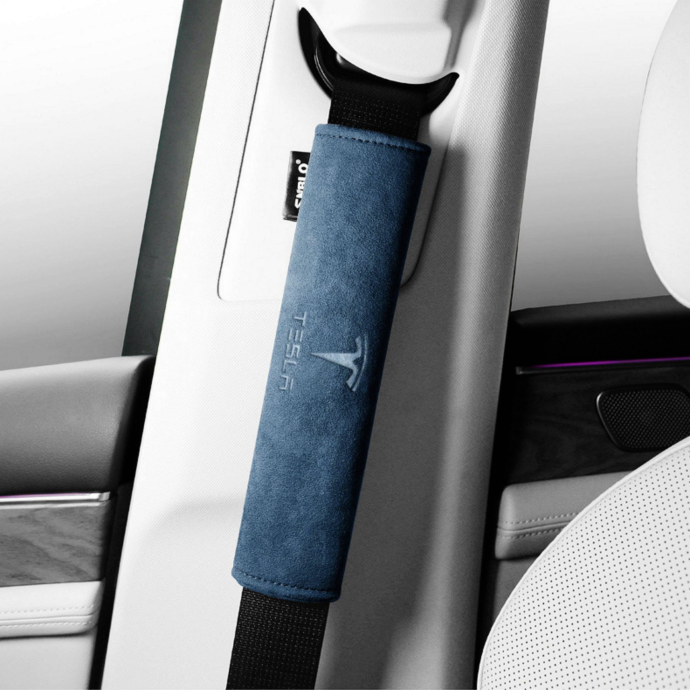 2X Schwarz Farbe Auto Sicherheitsgurt Schulterkissen Abdeckung Pad Für  Tesla