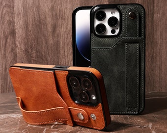 iPhone 15 14 13 Pro Max Case Wallet Case With Stand and Leather Wrist Strap Lens Protection For iPhone 12 11 Mini X XR XS 8 7 6 Plus 6s SE