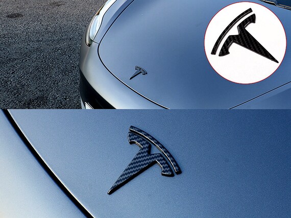 3 PCS Tesla Logo Caps for Model 3/Y Emblem/badge Stickers on  Front/rear/steering Wheel Decals Carbon Fiber Lacquered Black 
