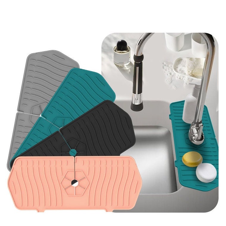 Sink Drain Mat Silicone Sink Faucet Mat Catcher for Kitchen Etsy UK