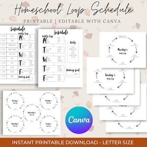 Homeschool Loop Schedule Printable | Editable Daily Planner (Digital Download)