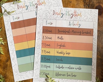 Homeschool Daily Rhythm Schedule Digital Download | Boho Homeschool Schedule + Day Planner Printable