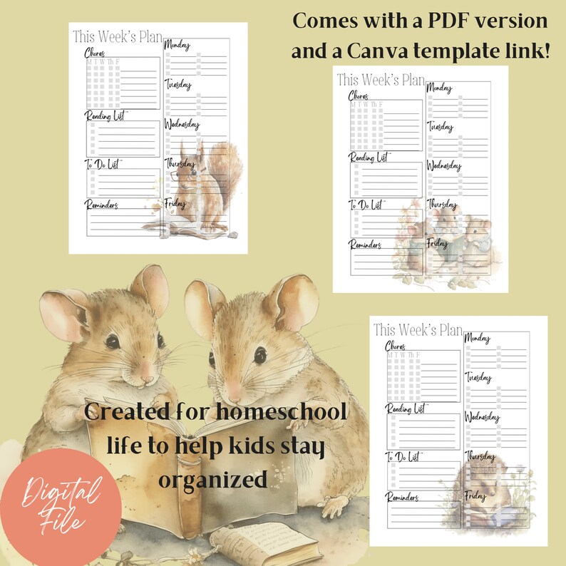 Homeschool Weekly Plan Printable | Student Checklist | Chore List and ...