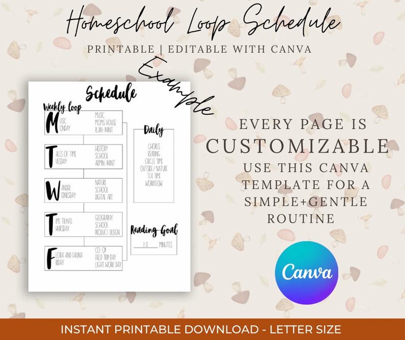Homeschool Loop Schedule Printable | Editable Daily Planner (digital ...