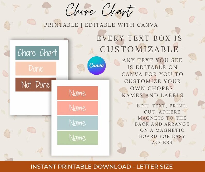Editable Chore Chart for Kids | Printable Routine Chart | Canva ...