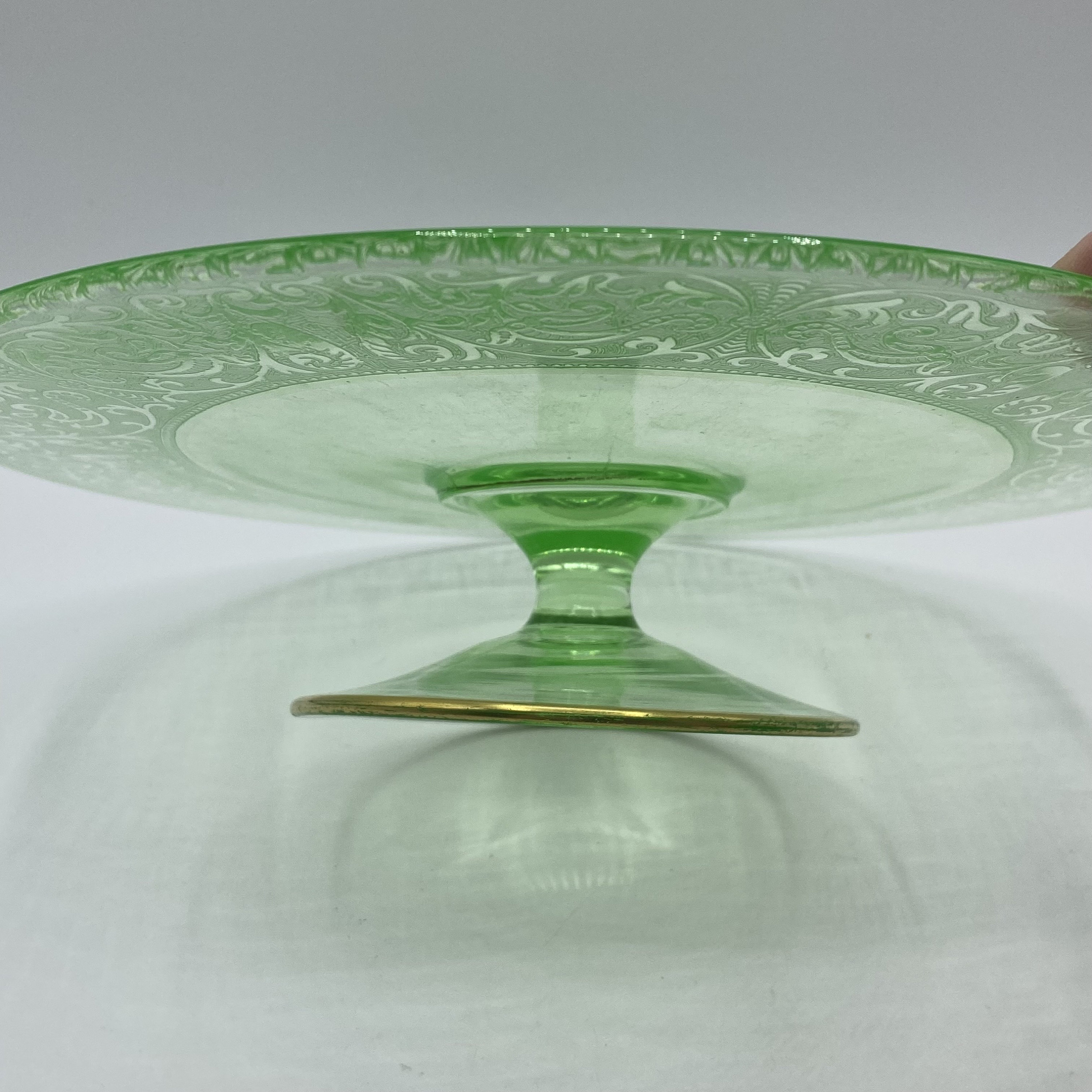 Vintage Art Deco Uranium Glass Cake Plate Pedastal Stand With Etsy Il Fullxfull.5000819779 G9k6