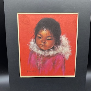1970’s Vintage Dorthy Francis Collectible Print, Ekaluk Girl - originally painted by Dorothy Sparrow. Victoria Island, Native Art Print