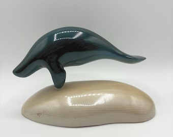Vintage Werner Holzbaur Holzrobbe Skulptur: Marine Life Art, signiert