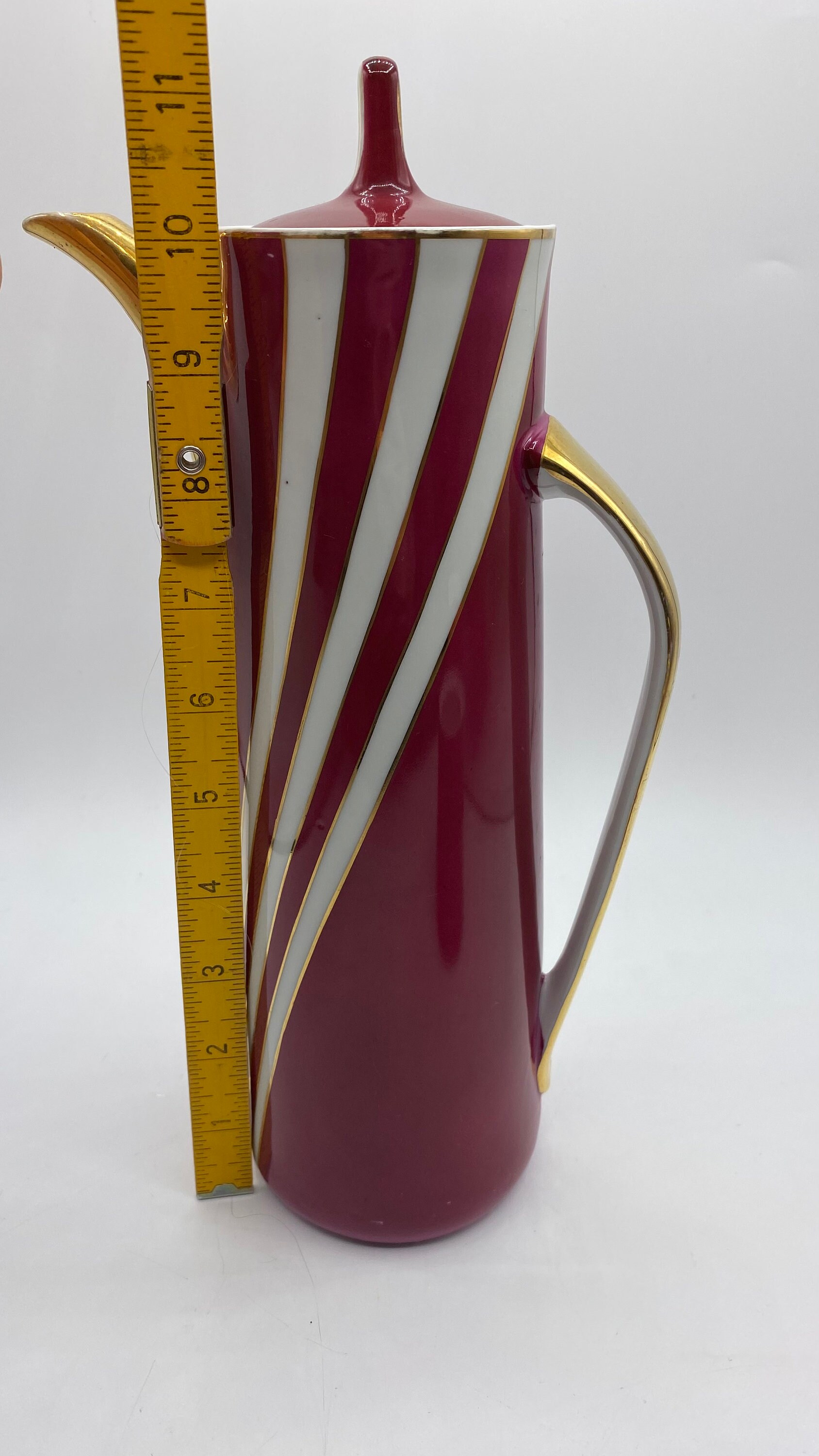 ミッドセンチュリー チミエロフ磁器コーヒーポットセット：ピンクと白