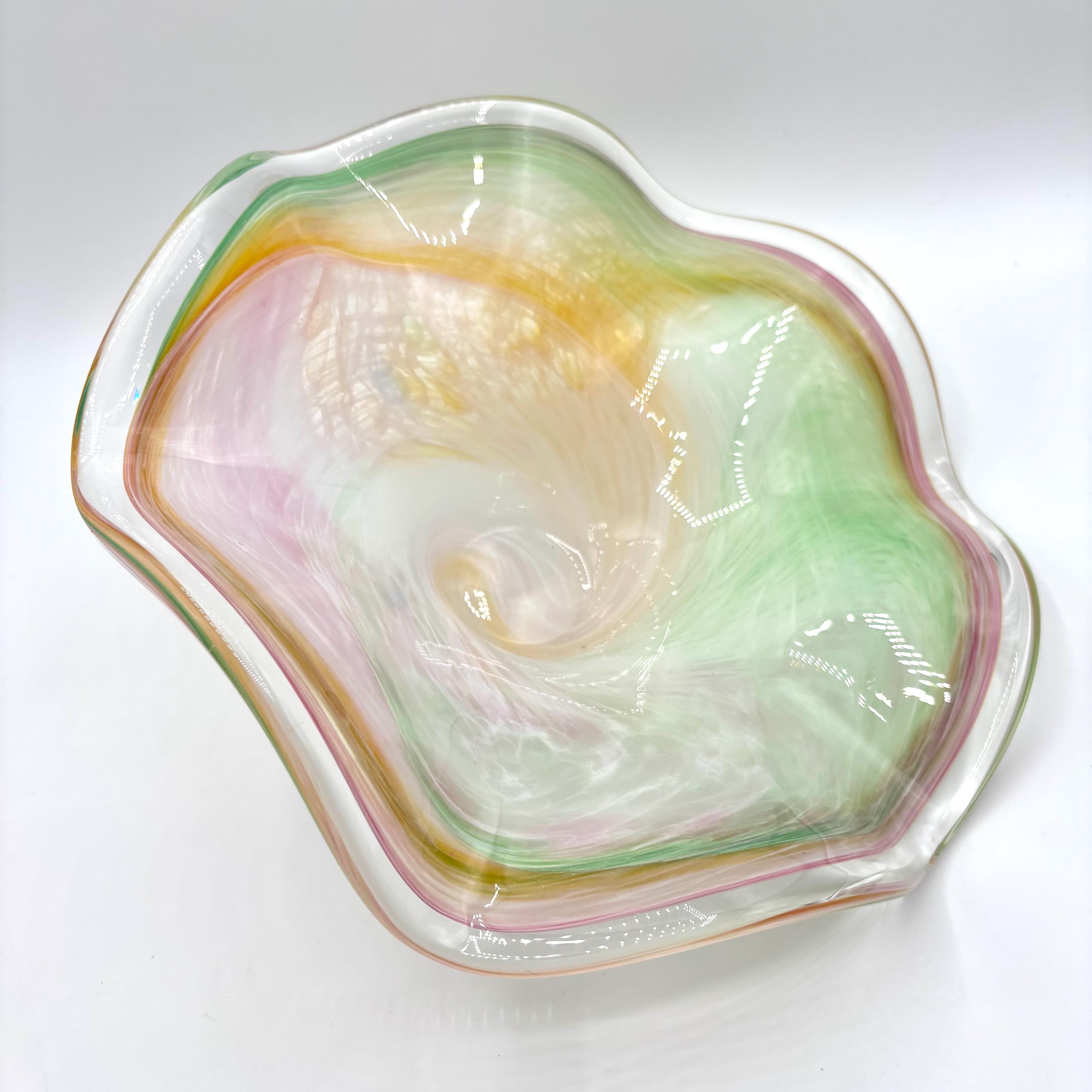 ヴィンテージ ムラーノ スタイル アートガラス ボウル：フリルエッジ