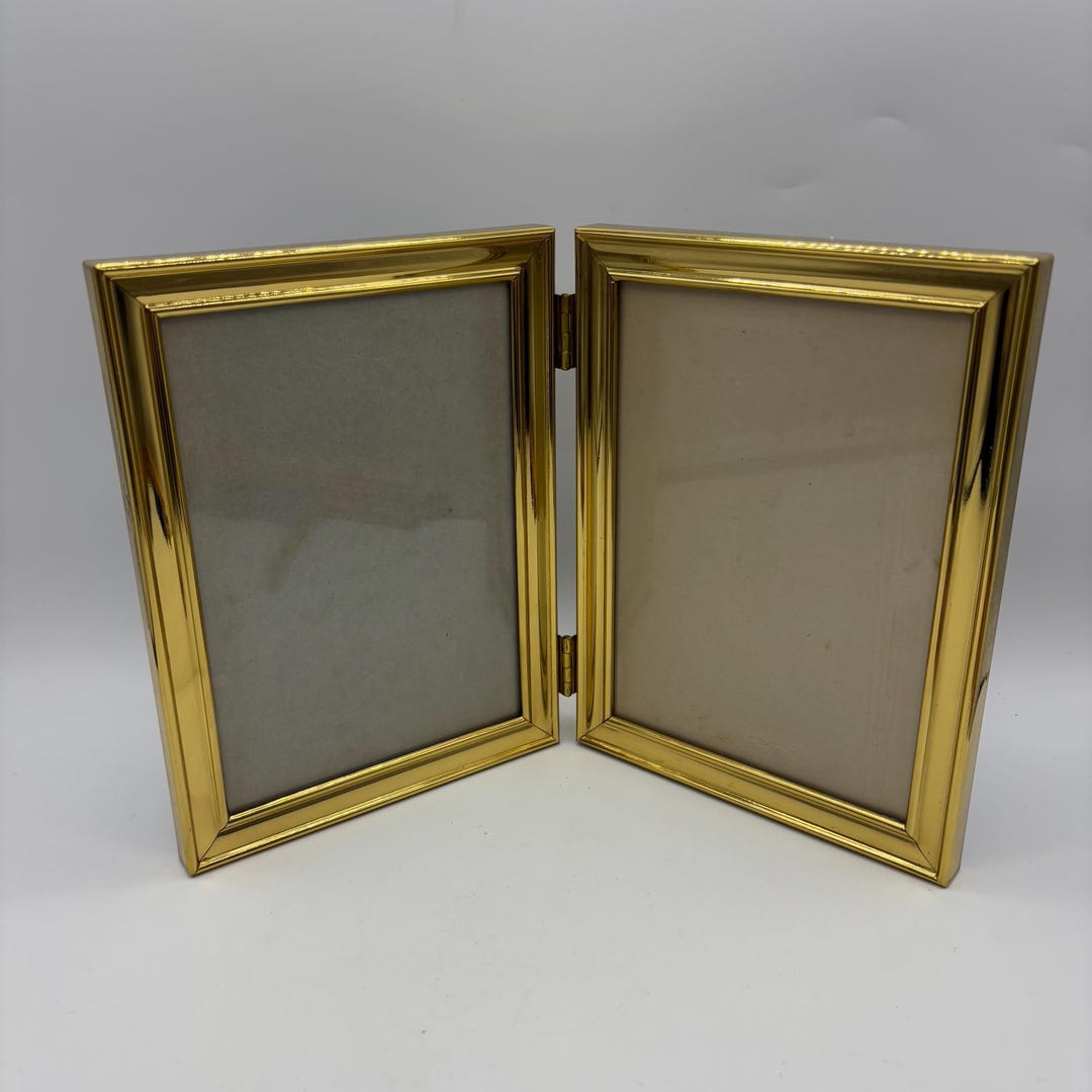 Open Photo Frame Vintage Gold Brass Open Book Hinged Framed Picture Photo Frame Set of 2 ...