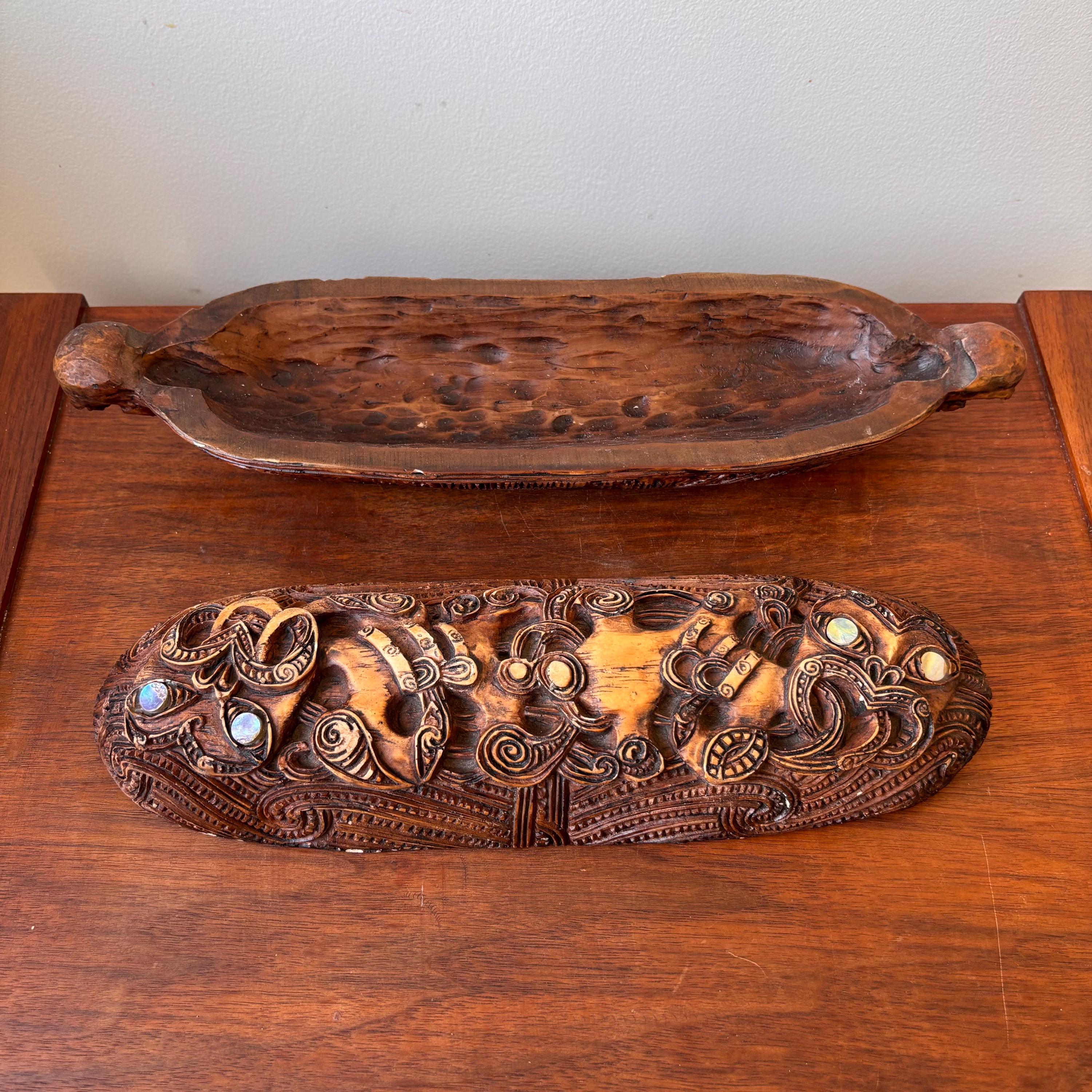 Vintage Allan Davey Māori Resin Feather Box: New Zealand Tiki