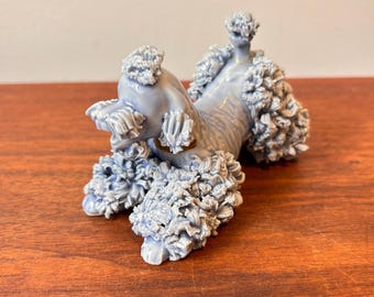 Vintage 1950's 1960's Figurine Spaghetti Poodle White With Gold