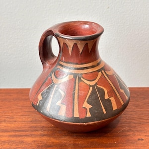 Vintage polykrom terrakotta keramik Chile Bud vas, sydvästlig keramik