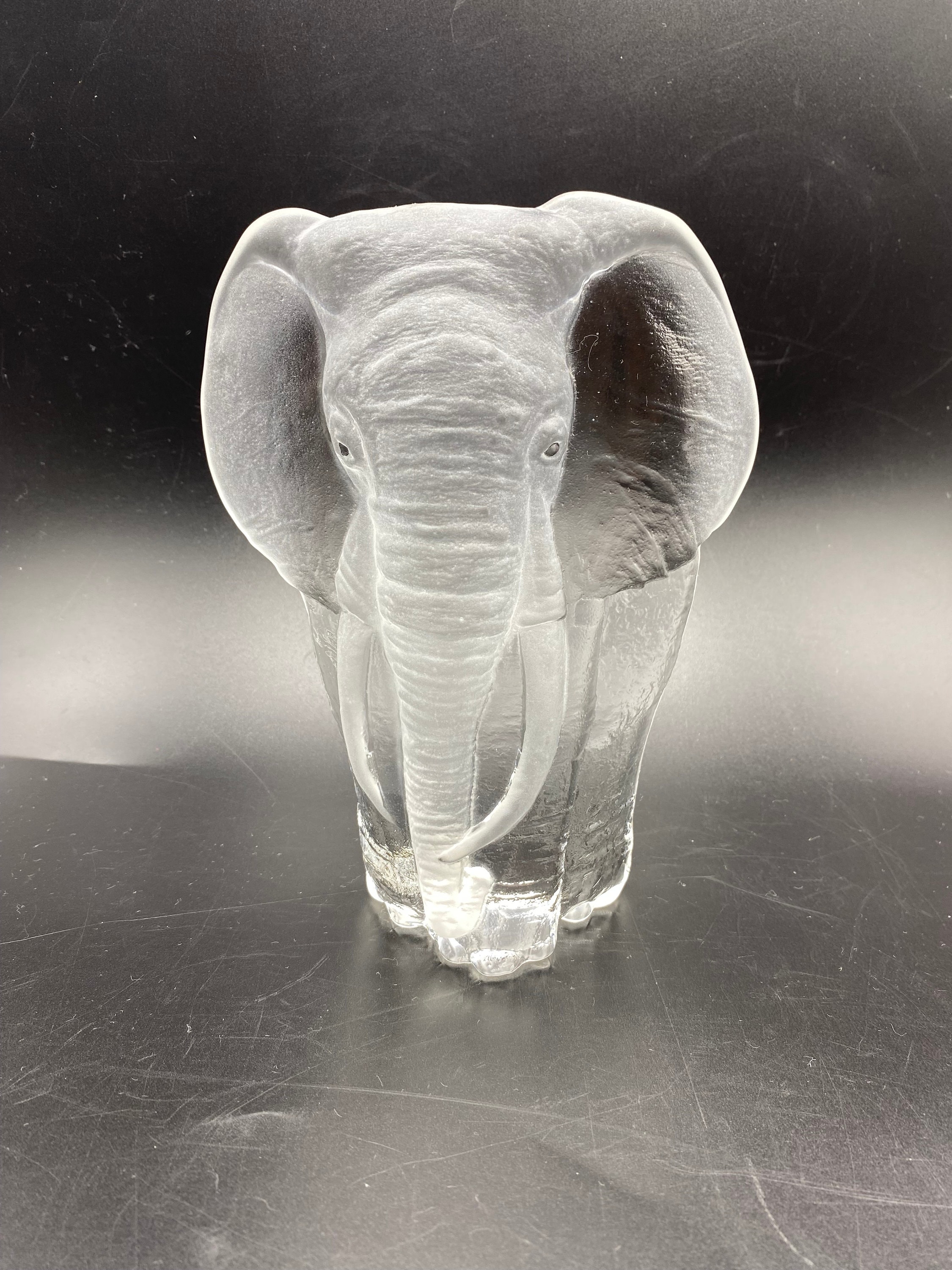 Mats Jonasson Elephant Crystal Sculpture Paperweight, Wildlife Mat