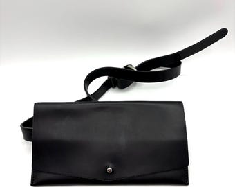 Vintage Schwarze Leder Crossbody: Minimalistische Reisetasche