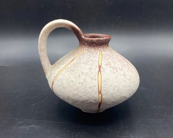 Vintage West Germany Fat Lava Glaze U Keramik 485-10, Yellow Brown West Germany Pitcher Vase