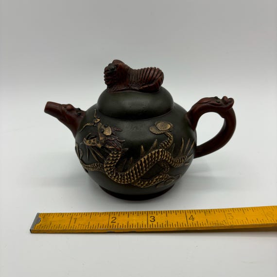 ヴィンテージの希少な宜興紫砂急須紫沙陶器龍鳳凰茶器 - Etsy 日本