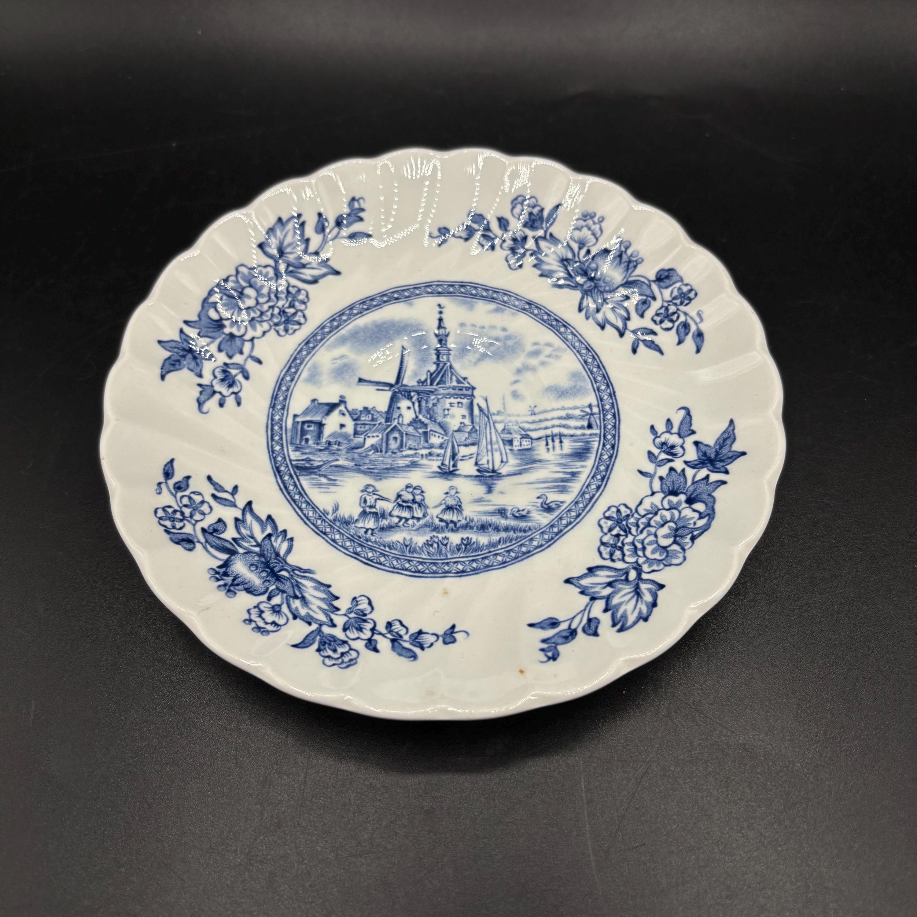 Vintage Johnson Bros Tulip Time Blue and White Cup Saucer (2