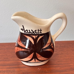 Vintage Jungle Judy&#39;s Hawaii Creamer Pitcher: Hand-Painted Hawaiian Pottery