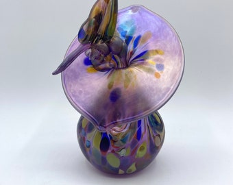 Vintage Daniel Vargas Iridescent Art Glass Jack in the Pulpit Vase