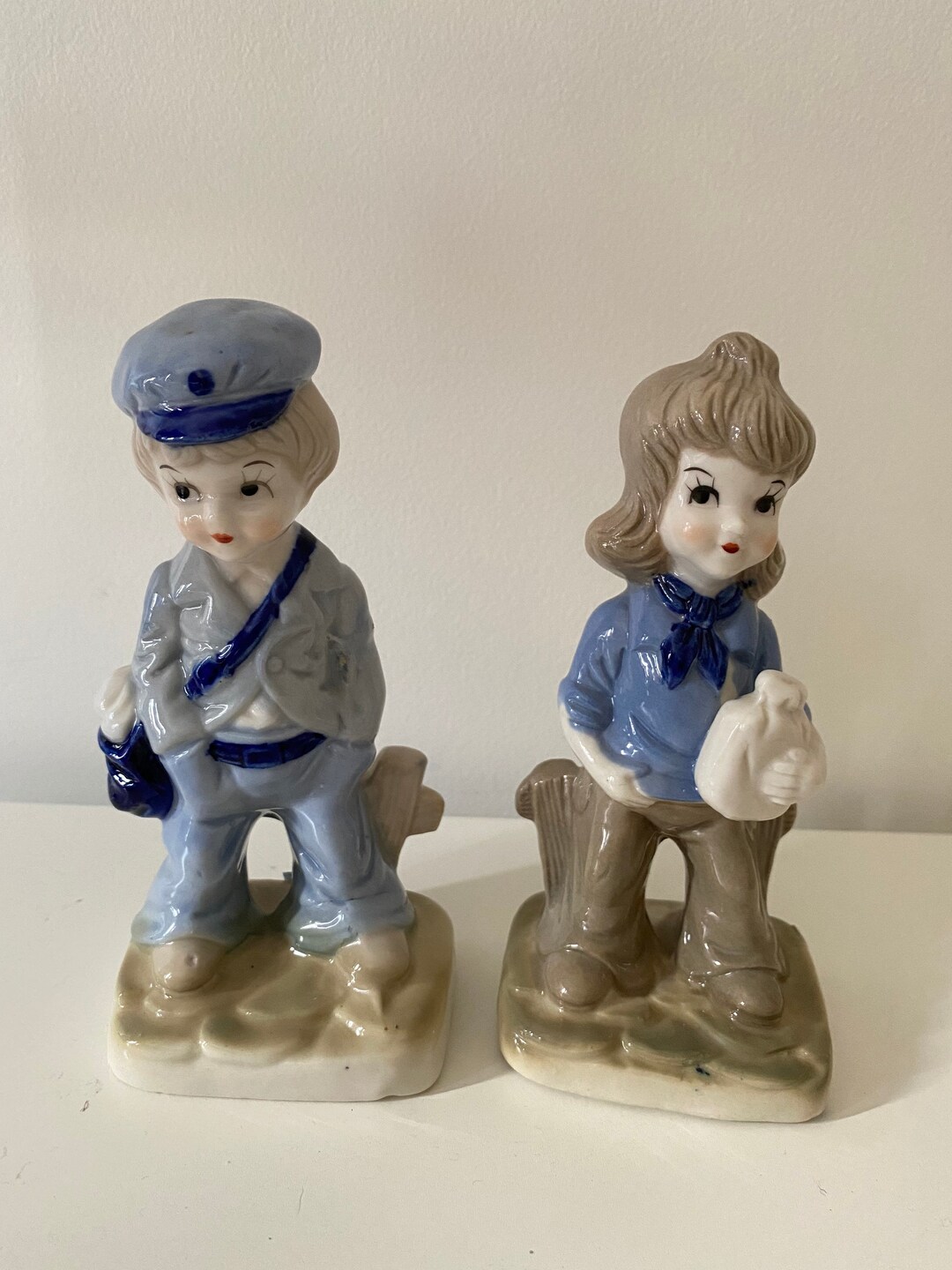 Delft Blue Porcelain Boy and Girl Figurines Hand Painted Mail Etsy