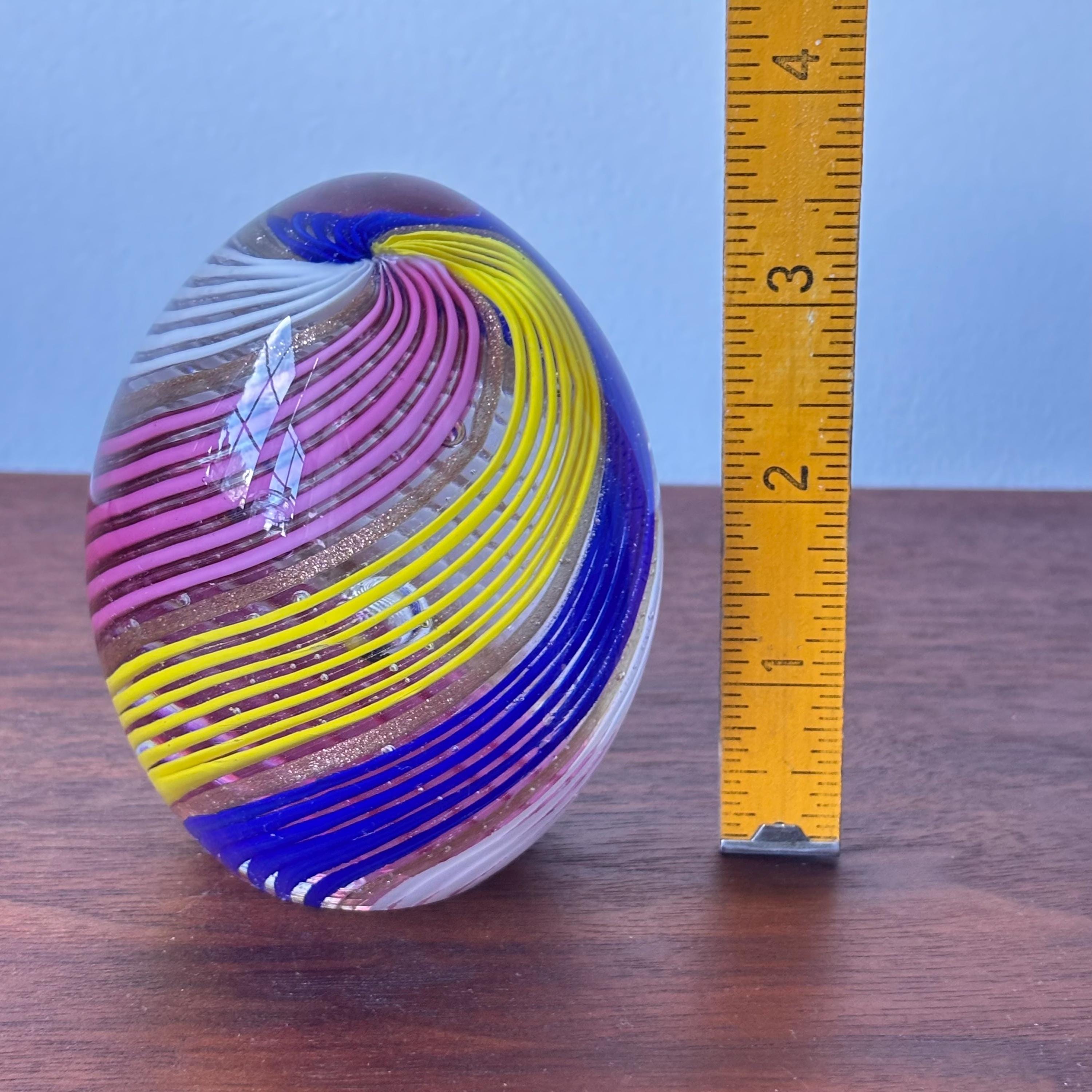 Vintage Murano Art Glass Egg Paperweight: Ferro Lazzarini Italian