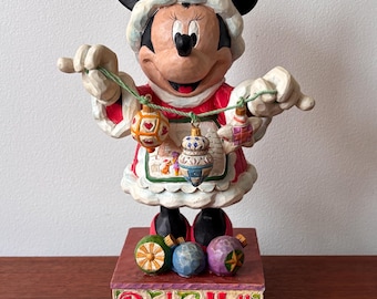 Vintage Jim Shore Disney Minnie Mouse Mrs Claus Figurine, Christmas Decor