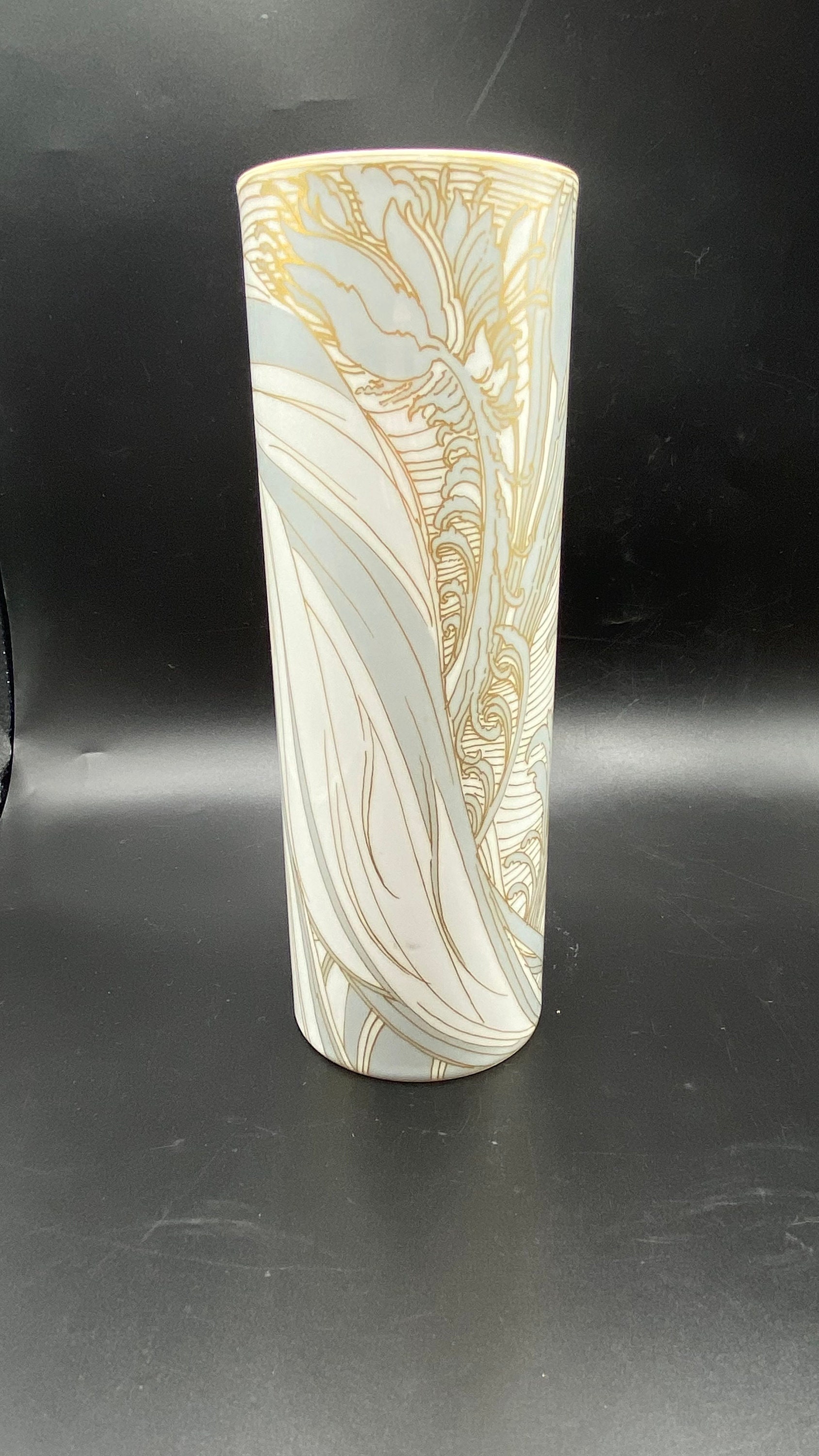 rosenthal studio line クリスタルフラワーベース Vintage Rosenthal Ernst Fuchs Art Deco Cylinder Vase: Silver
