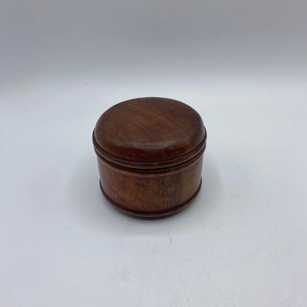 Vintage Round Wood Turned Trinket or Jewelry Keepsake Box