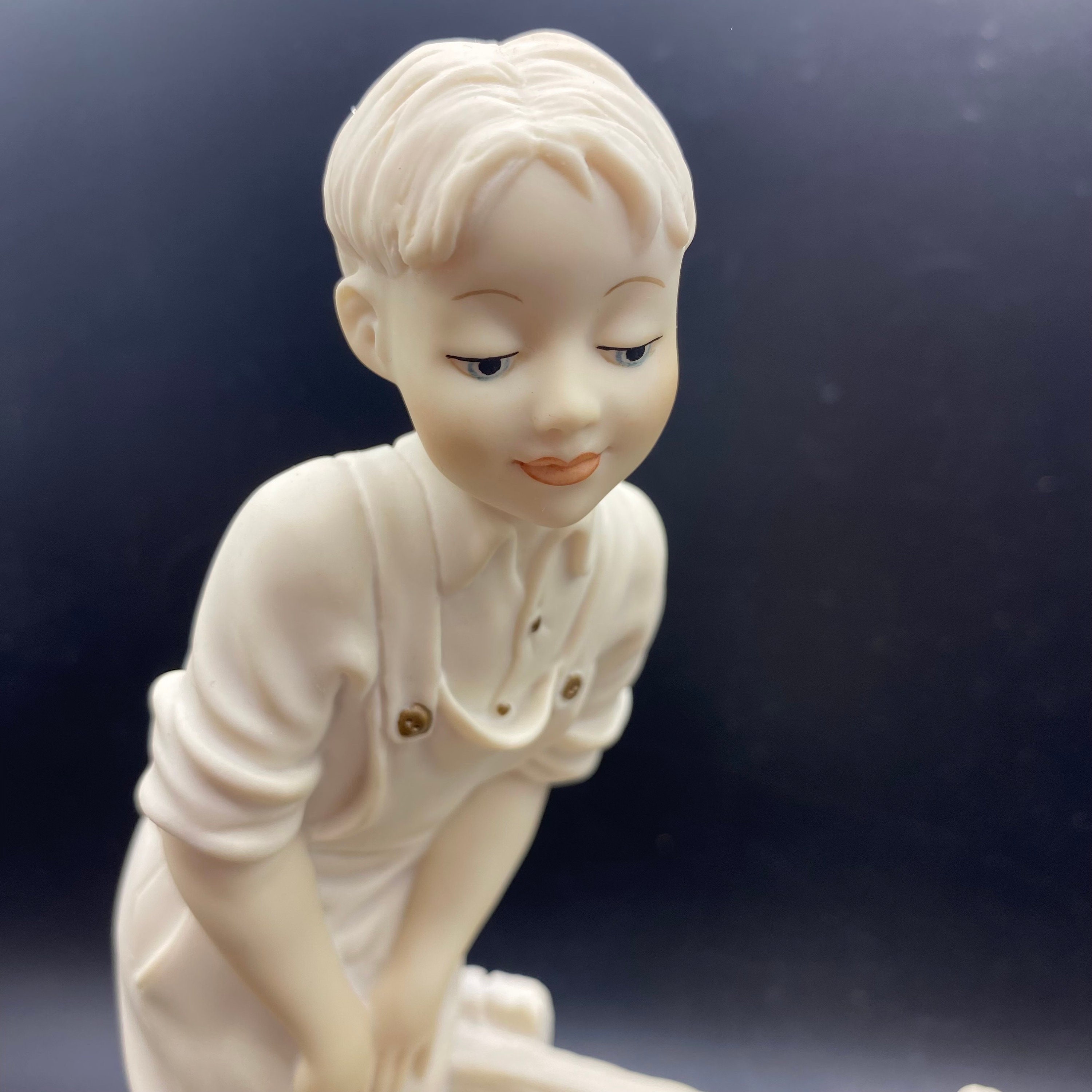 Vintage Giuseppe Armani Figurine: Boy With Puppies & Duck