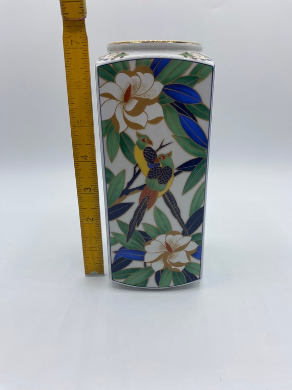 Vintage Takahashi Tropicale Vase: Hand Decorated Parrots & Floral
