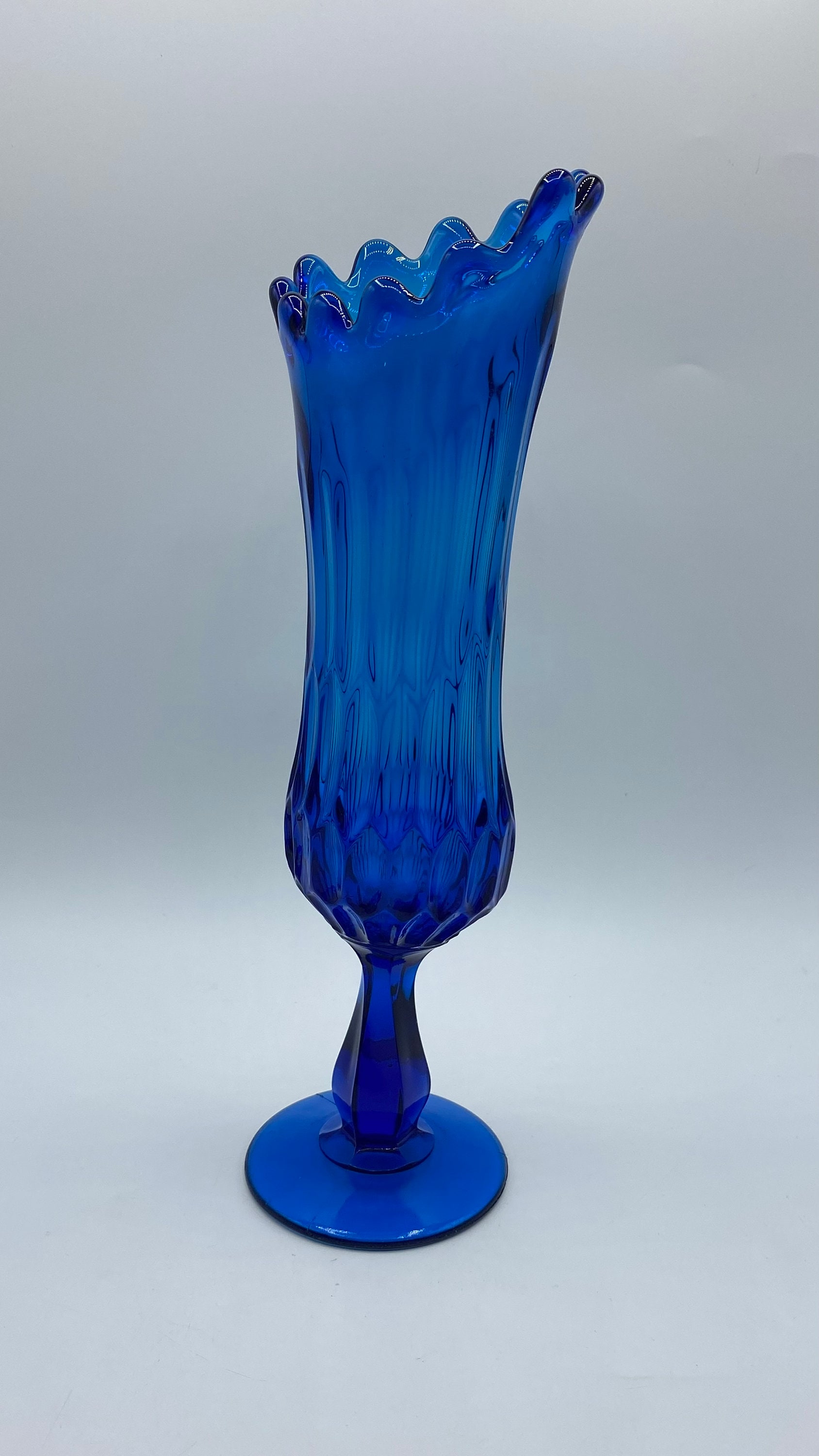 フェントン　コロニアルブルー＆グリーン　トランペット　ミニフラワーベース フェントン コロニアルブルー＆グリーン トランペット ミニフラワー