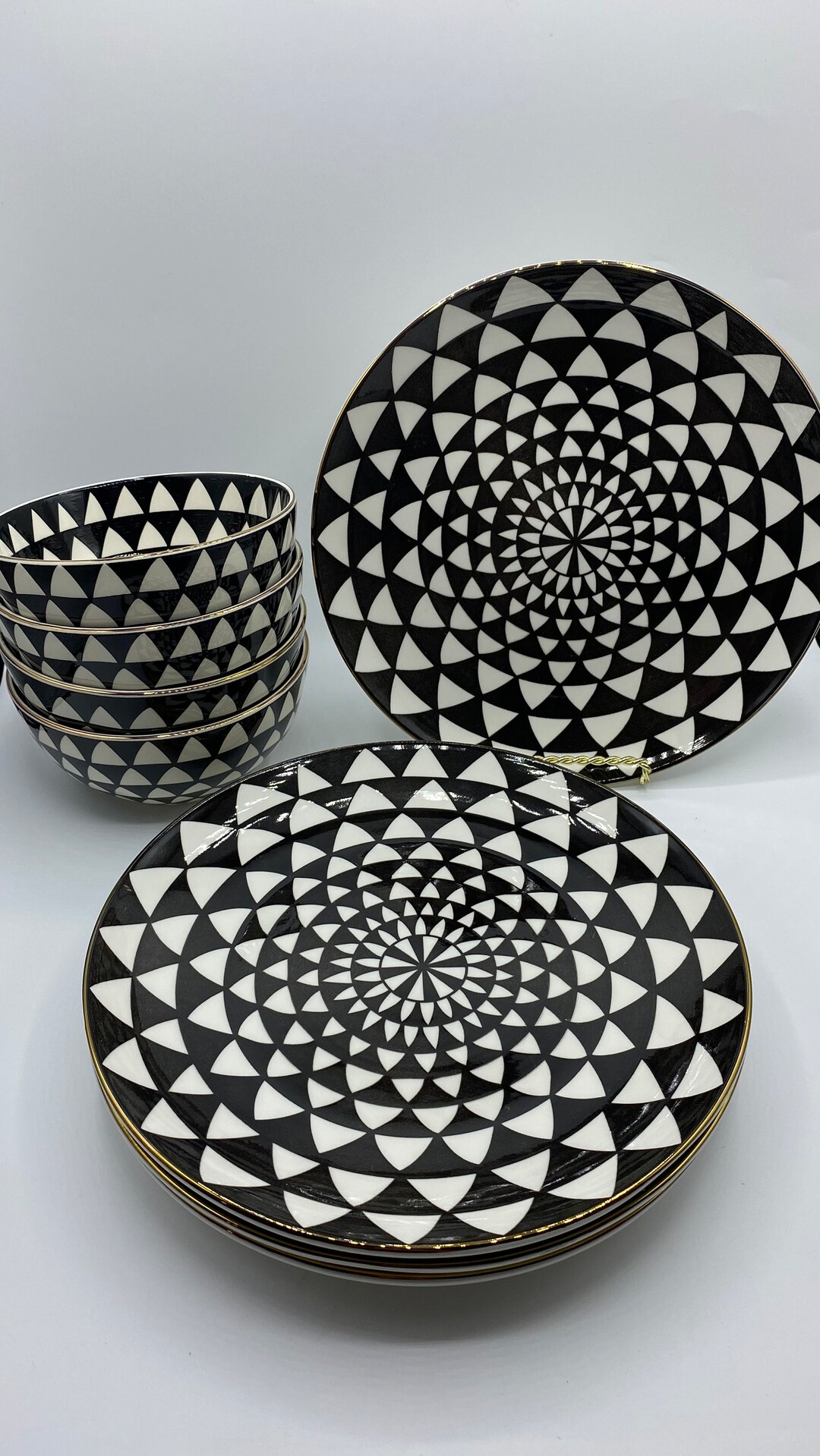 Thyme & Table Dinnerware Black and White Medallion Stoneware Etsy